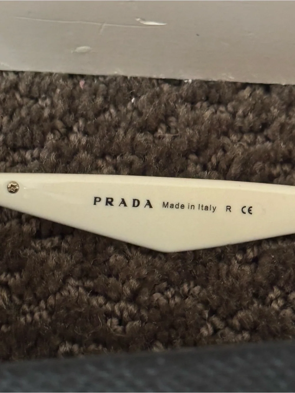 Prada White Temple Sunglasses Arm with Black Logo